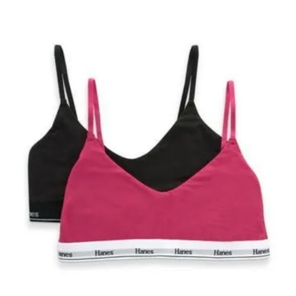 Hanes Originals Women Cropped Bralette  Breathable Stretch Cotton  2-Pack NWT